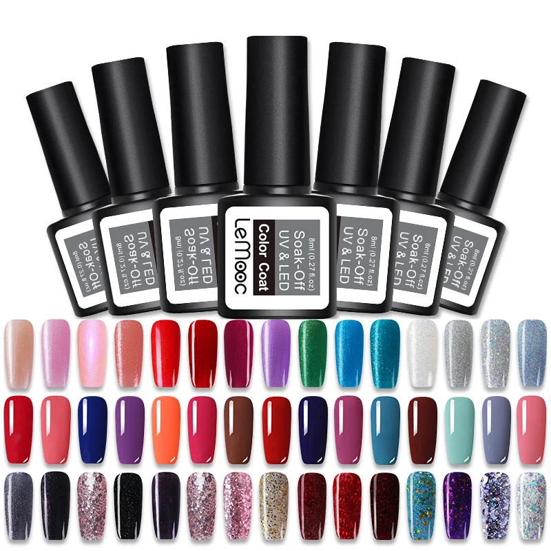 

LEMOOC Gel Varnish Gel lacquer 8ML 229 Colors Long-Lasting Vernis Semi Permanent Manicure for Nail Art Soak-Off Gel Nail Polish