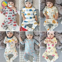 Lemonmiyu/Детские пижамы для маленьких мальчиков и девочек, хлопковая теплая одежда для сна с героями мультфильмов одежда для малышей из 2 предметов с длинными рукавами, пижамы, одежда для сна