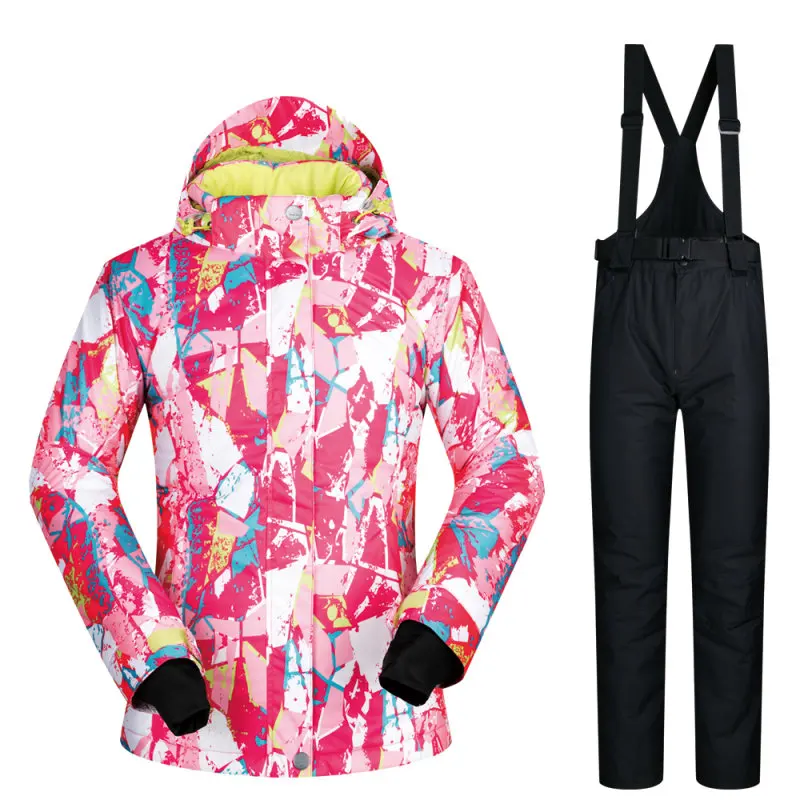 Сноуборд костюмы для женщин комплект нижнего белья открытый лыжный набор Снег Женский ветрозащитный водонепроницаемый Зимний Женская лыжная куртка бренды - Цвет: PT01  BLACK