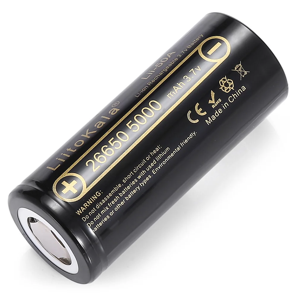 Liitokala Lii-50A 26650-50A 5000mAh 26650 Li-ion 3,7 v аккумуляторная батарея для фонарика 20A 3,6 V батареи питания