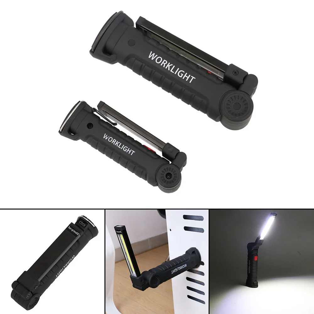 

10#COB+LED Rechargeable Magnetic Torch Flexible Inspection Lamp Cordless Work Light Emergency Lmp