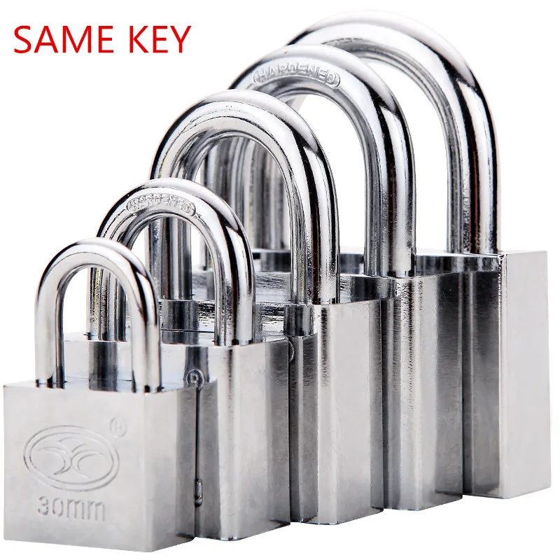 

2 Pcs Same Key 30mm Stainless Steel Waterproof Antirust, Multifunctional Padlock,Anti-Theft Lock Pry Door Lock Unlocked Head