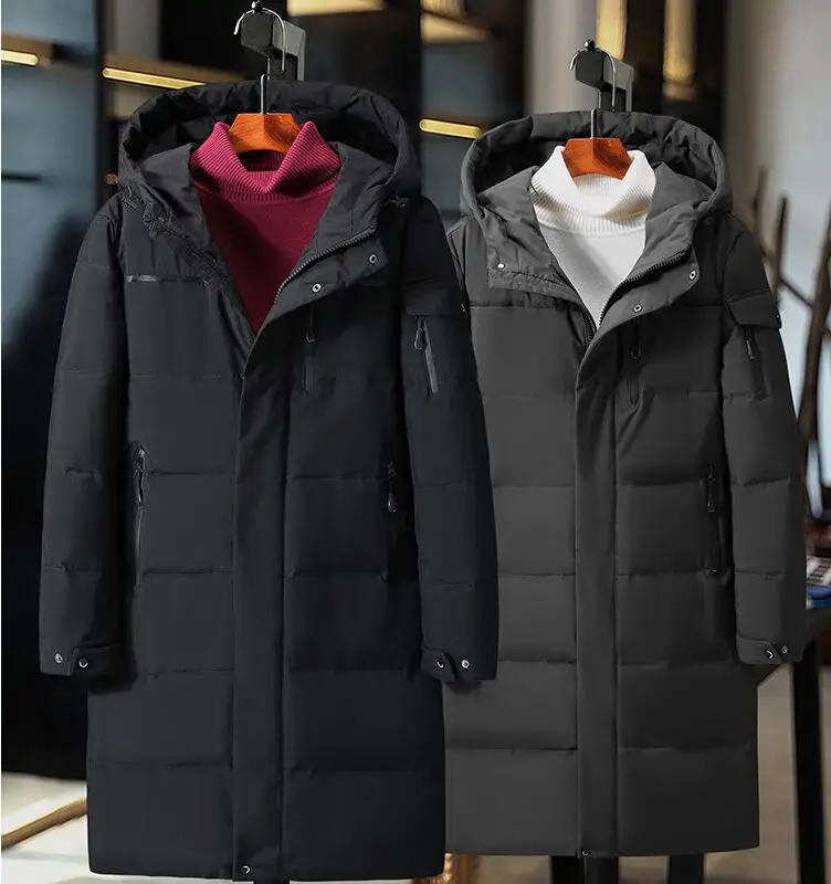 Новинка, зимняя брендовая мужская парка с капюшоном, мужская длинная толстая зимняя куртка, цвет черный/серый/зеленый кофейный, размер M-5XL