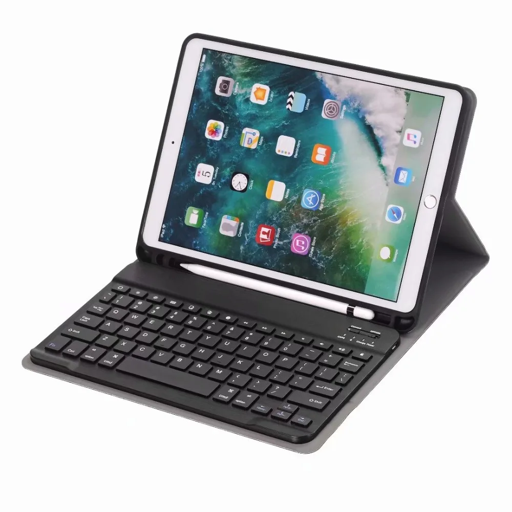 

With Pencil Slot Cover Detachable Bluetooth Keyboard Folio Stand Leather Case For Apple iPad Pro 10.5 A1701 A1709 2017 10.5
