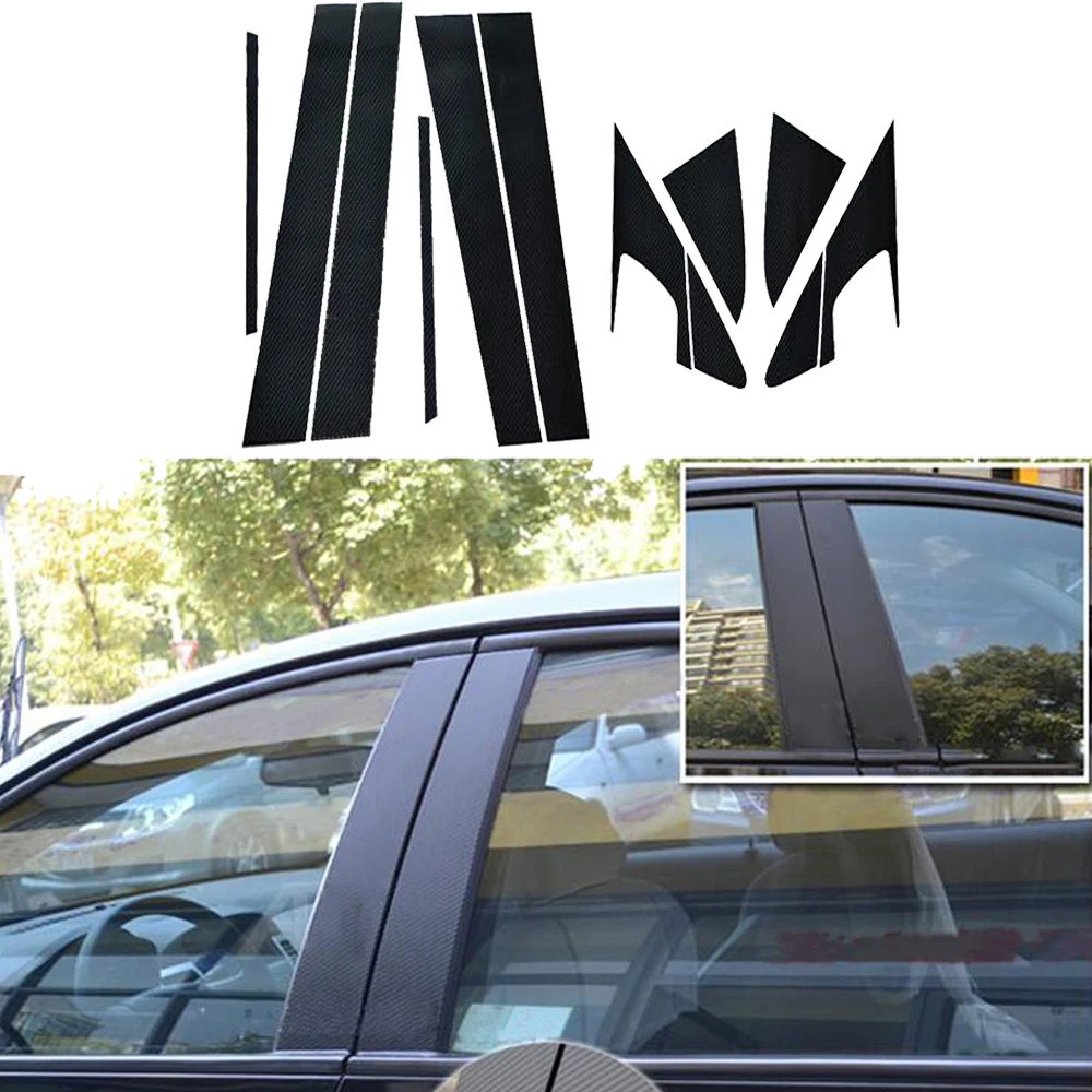 Car Exterior Accessories Carbon Fiber Decorative Window Center Pillar Sticker For Chevrolet Cruze 2009 To 2016 12PCS per set 6