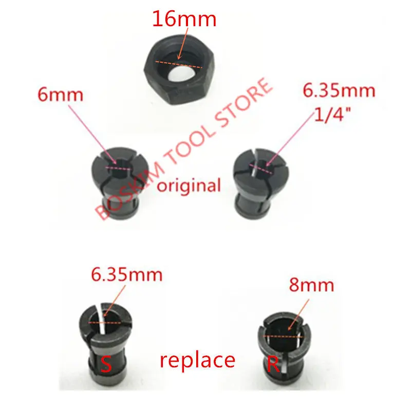 Collet Nut chuck for MAKITA 6.35mm 8mm RP0900 RT0700C RT0700CX3