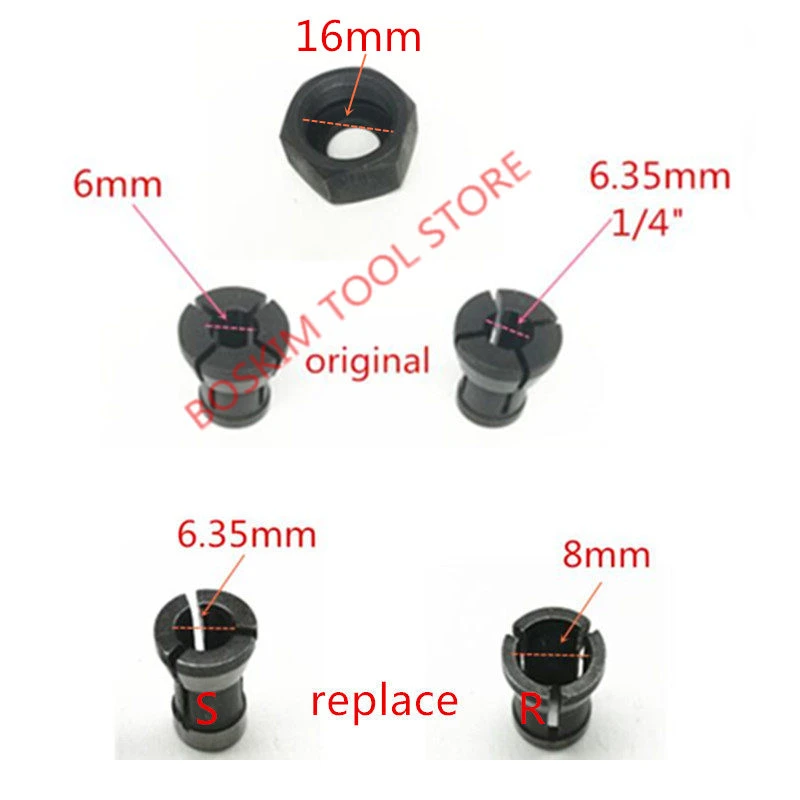 Collet Nut Chuck For Makita 6.35mm 8mm Rp0900 Rt0700c Rt0700cx3