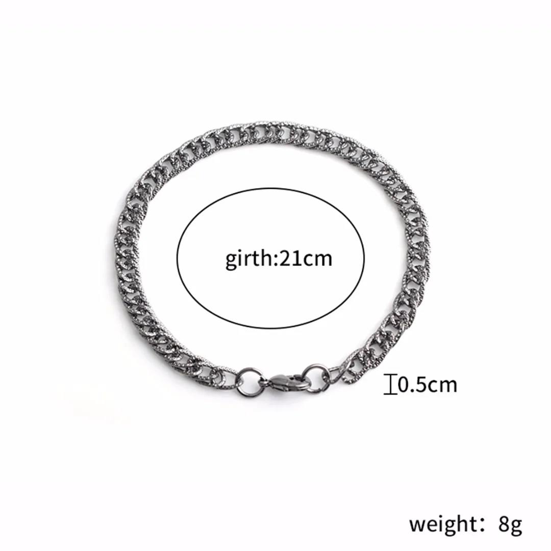Men Stainless Steel Curb Chain Punk Black Slim Bracelet Wristband Hip Hop Fashion Jewelry Shellhard acero inoxidable joyeria