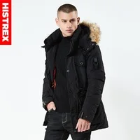 HISTREX 2018 Fashion Winter Jacket Men Warm Coat Fashion Casual Parka Medium-Long Thick Coat Men For Winter Amry Navy 4XL HP343#