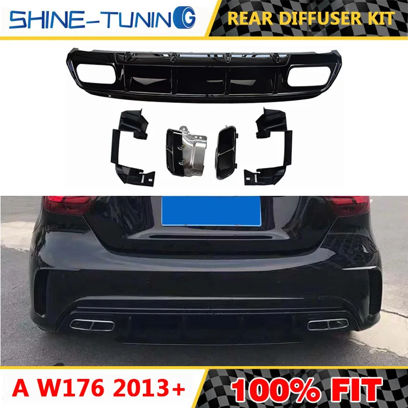 

Suitable for A class W176 A45 2013 - IN rear bumper Sport Edition diffuser kit Steel 4-Outlet Exhaust Tip A180 A200