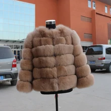 Russian Style detachable Fox Fur Jacket / Woman’s Winter real Short fox Fur Coats For Girls