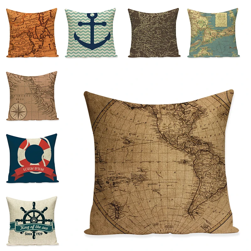 Sea Anchor Boat Cushion Cover Art Decorative Pillow Case Sofa Throw
