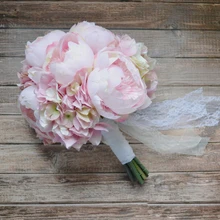 Красно-Розовый пион и Гортензия Букеты Свадебные пионы Ramos de Novia