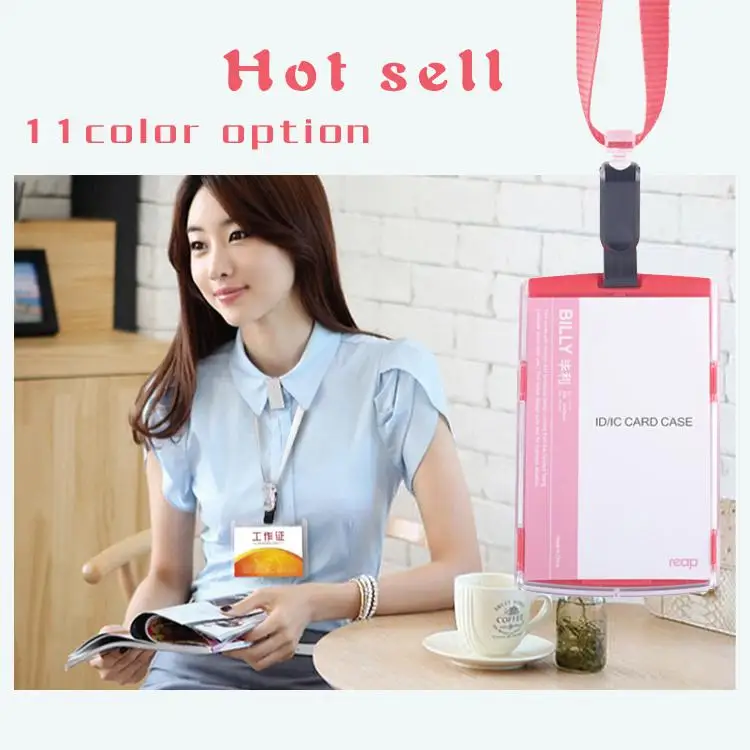 

Acrylic ID card case Business Badge Card Holder with safety Lanyard Employee Badge company supplies (Standard size)