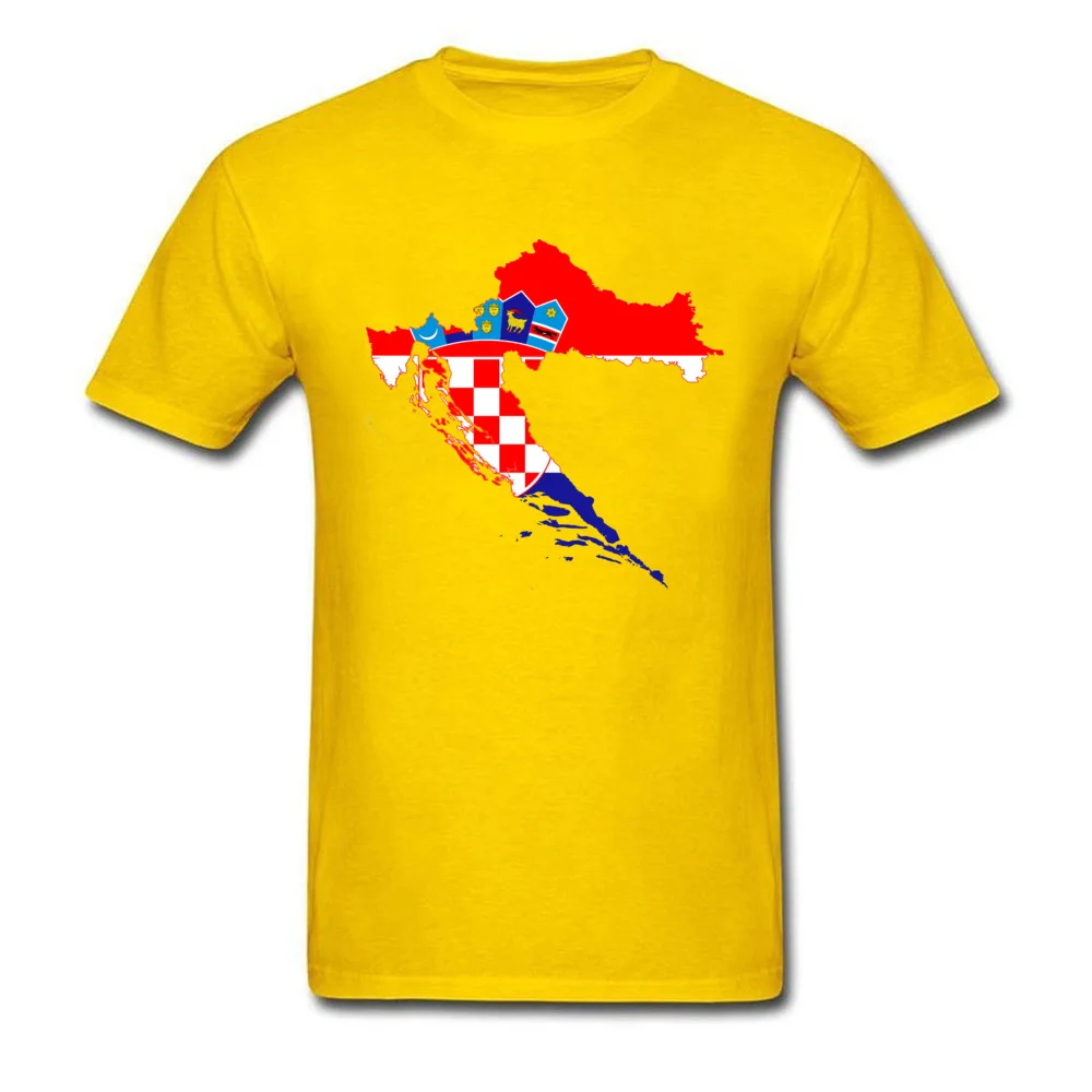 Popular Flag Map Croatia Short Sleeve Tshirts Summer/Fall Crewneck 100% Cotton Fabric Tops Shirts for Men T Shirts comfortable Flag Map Croatia yellow