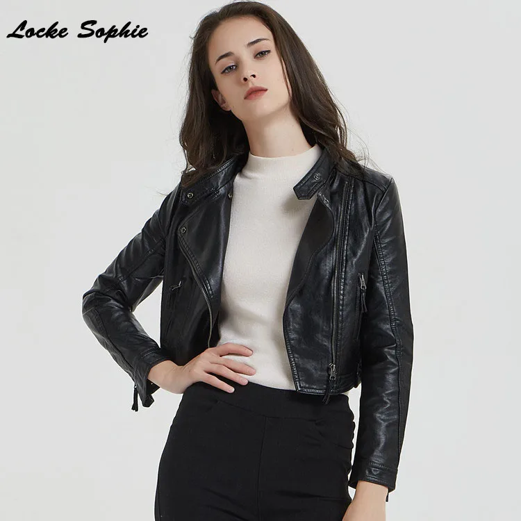 1pcs Women Plus size short jacket blazers 2019 Autumn PU leather Splicing faux fur Small Jacket ladies Skinny locomotive blazers