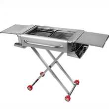 stainless steel drawbar design charcoal grill/big size foldable vehicle-mounted multifunction charcoal BBQ stove gadgets