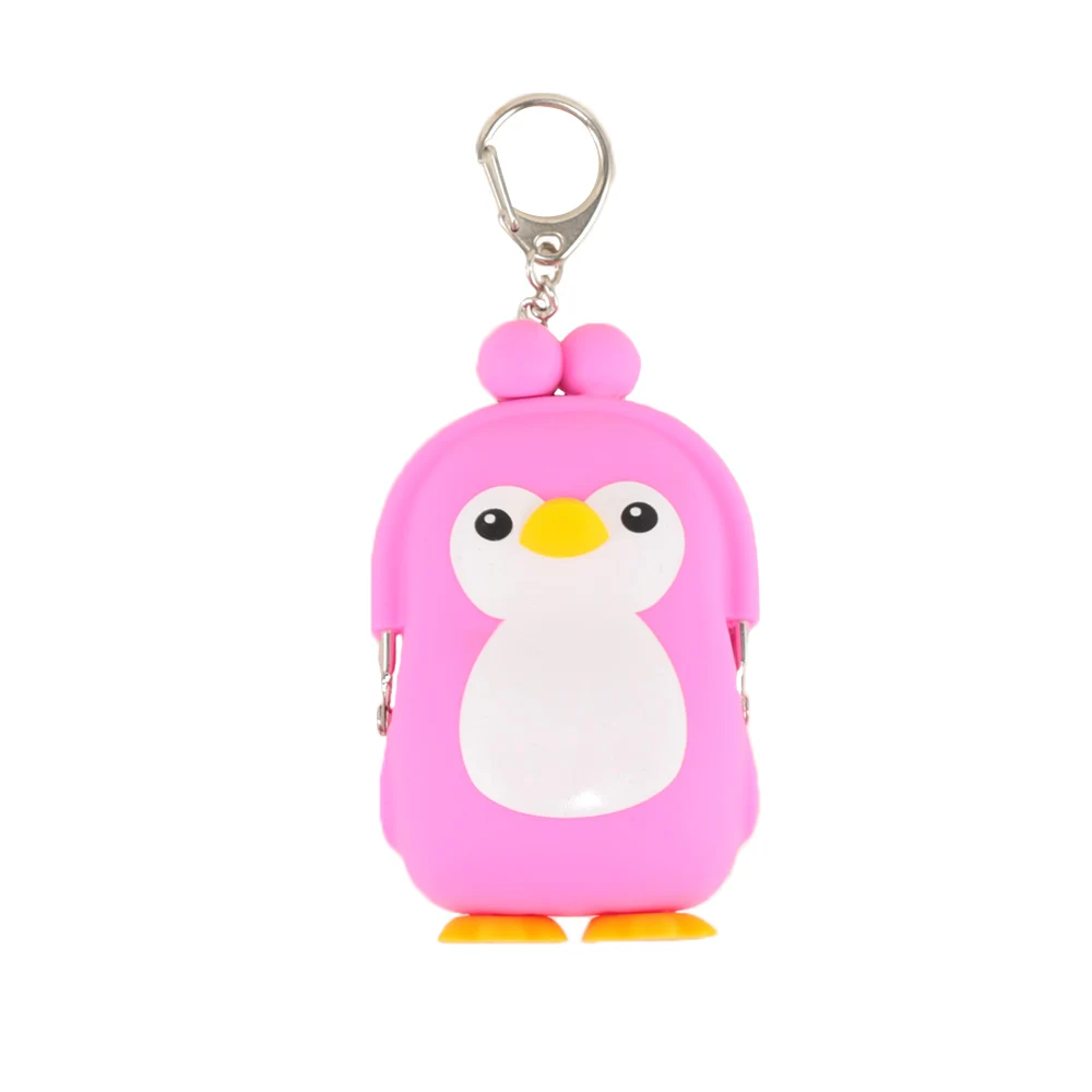 New Fashion 1PC Cute Silicone Cartoon Animal Penguin Women Girls 3D Wallet Purse Keys Coin Bag For Kids Gift 14* 7* 4cm - Цвет: pink