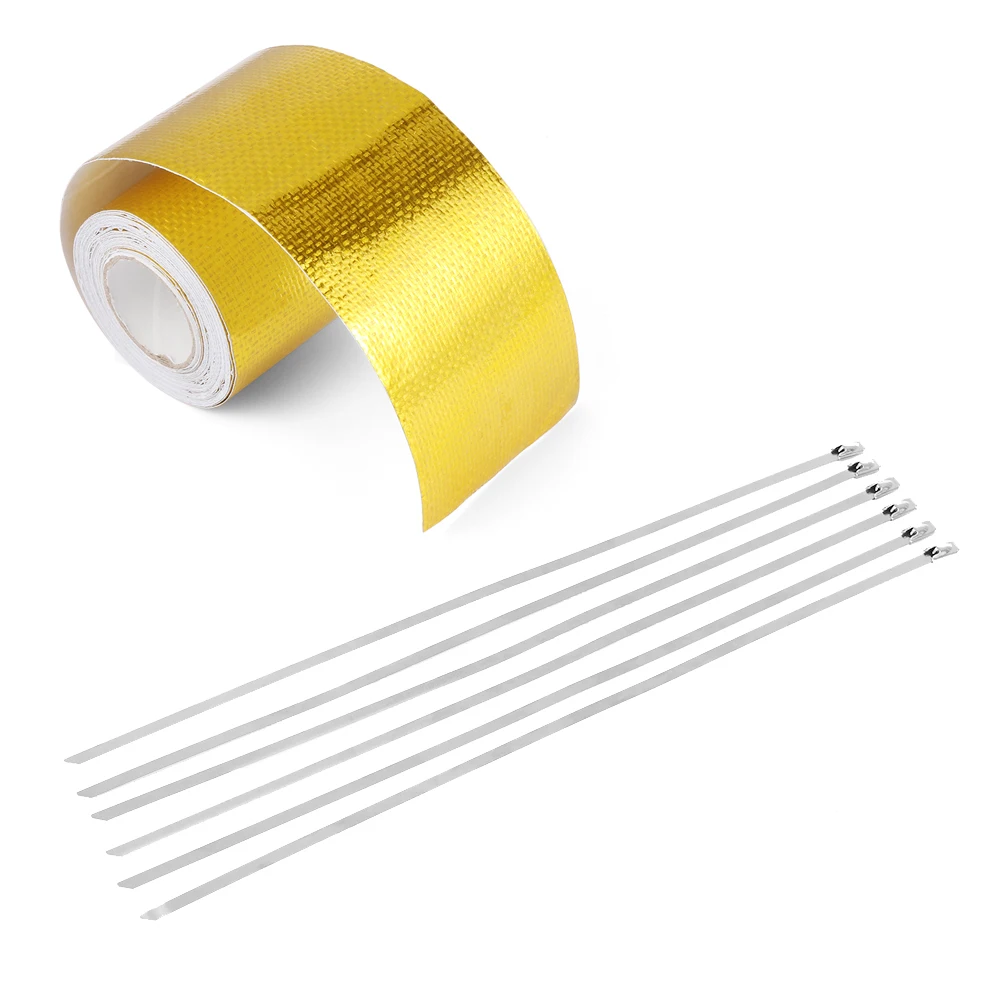 Buy 5mx5cm Fiberglass Heat Reflective Tape Gold High
