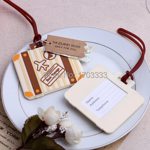 Newest &quotLet the Journey Begin&quot Vintage Suitcase Luggage Tag wedding bridal shower Favor party gifts 100PCS/LOT | Дом и сад