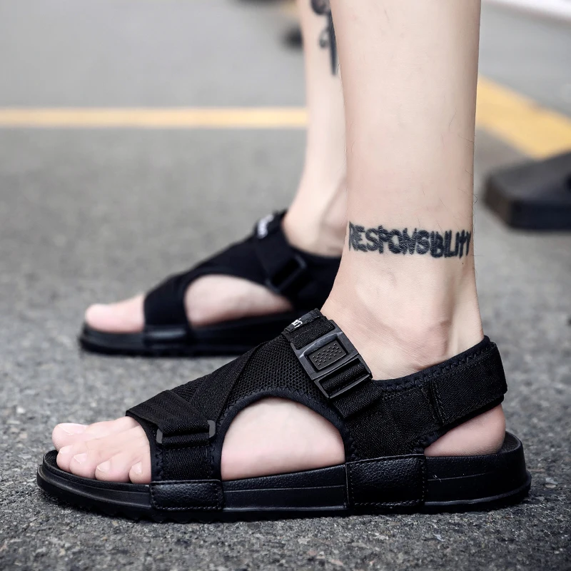 

Sandals Men Shoes 2019 Gladiator Men's Sandals Roman Men Shoes Summer Beach Flip Flops Gray Black Flat Sandals Large Big Size 46
