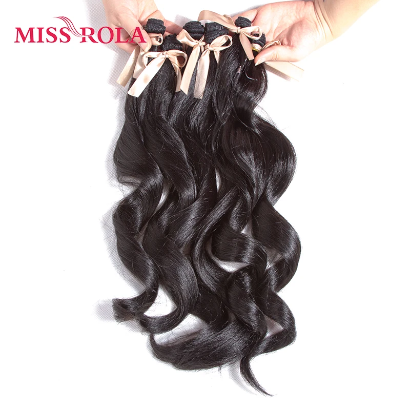 Miss Rola длинные волнистые парики для женщин синтетические волосы для наращивания 6 шт. один пакет Kanekalon волокно плетение 17,5-19 дюймов Ткачество# 1B цвет