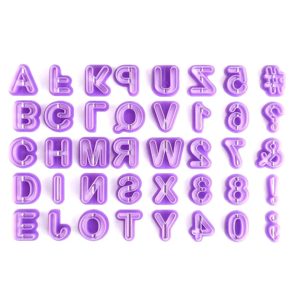 

40PCS Alphabets 26 English Letters Plastic Cookie Mold Cutter Purple Handmade Craft DIY Tools