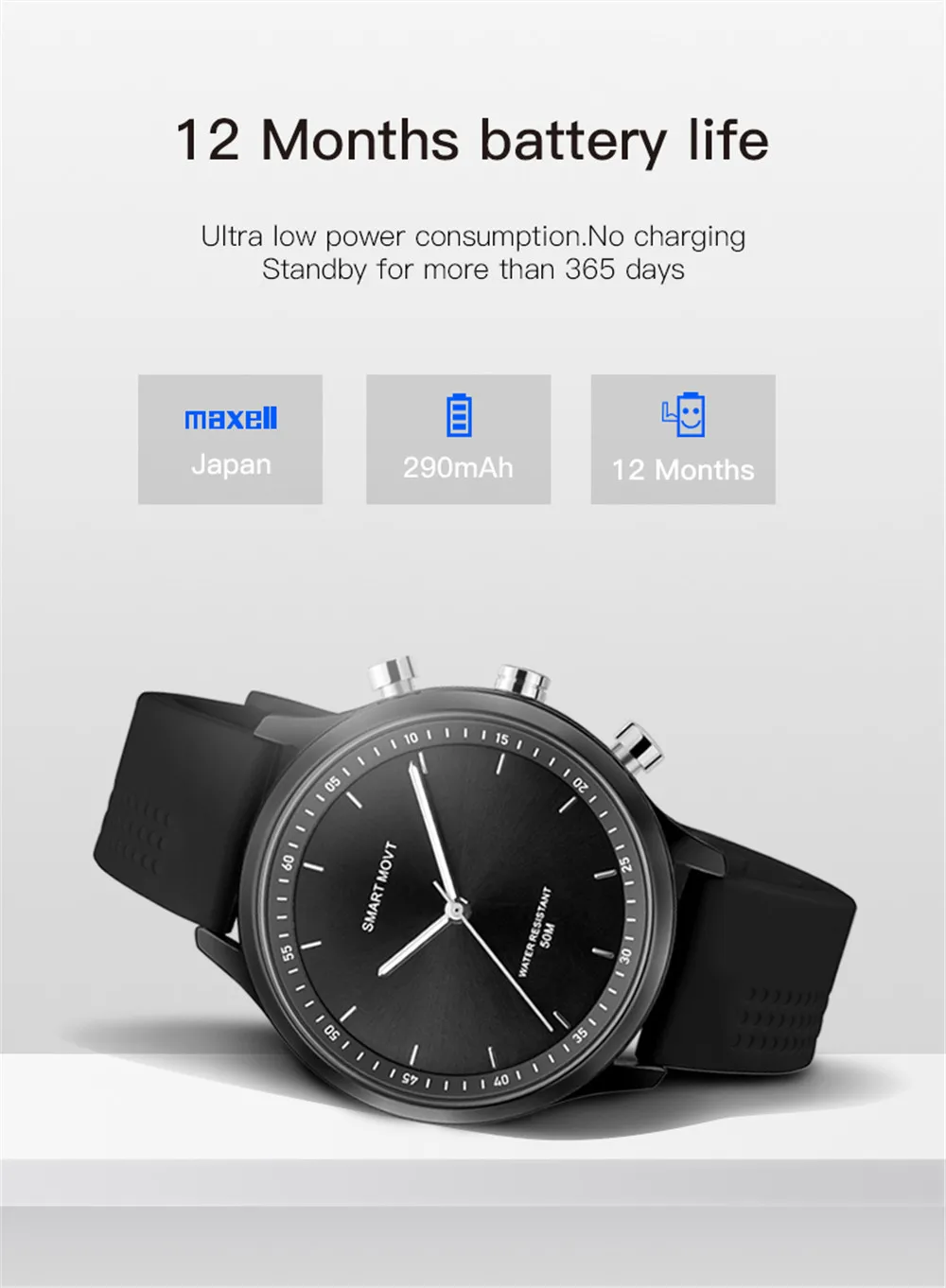 JQAIQ Quartz Smart Watch Men Sport Waterproof Long Time Standby Clock SOS bluetooth Smartwatch for IOS Android