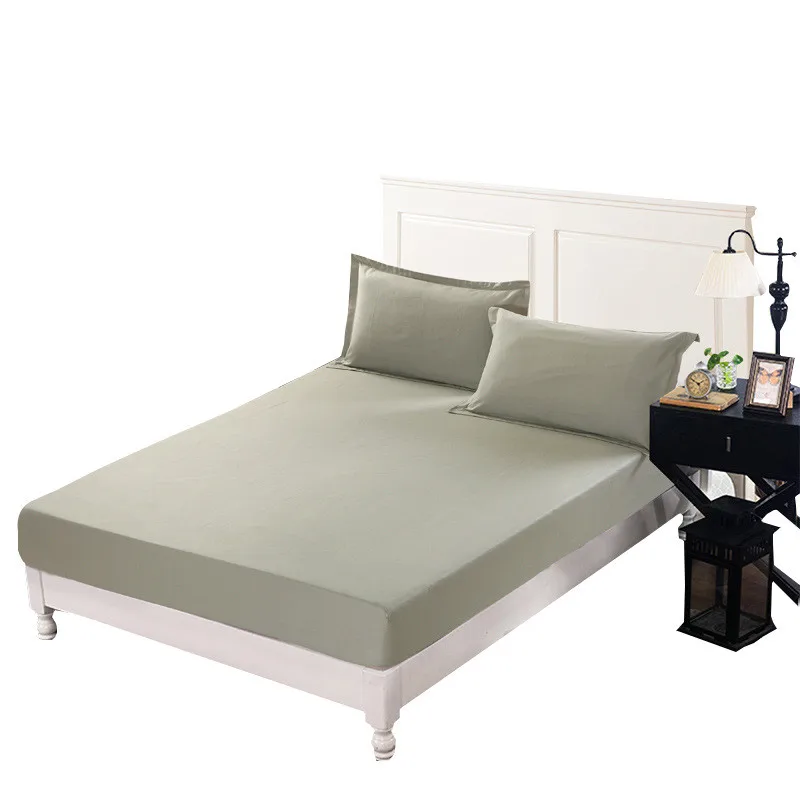 

1 Piece 100% Cotton Fitted Sheet Grey Color Bed Sheet For Single Double Bed Kids Adults XF635-4 (No Pillowcase)