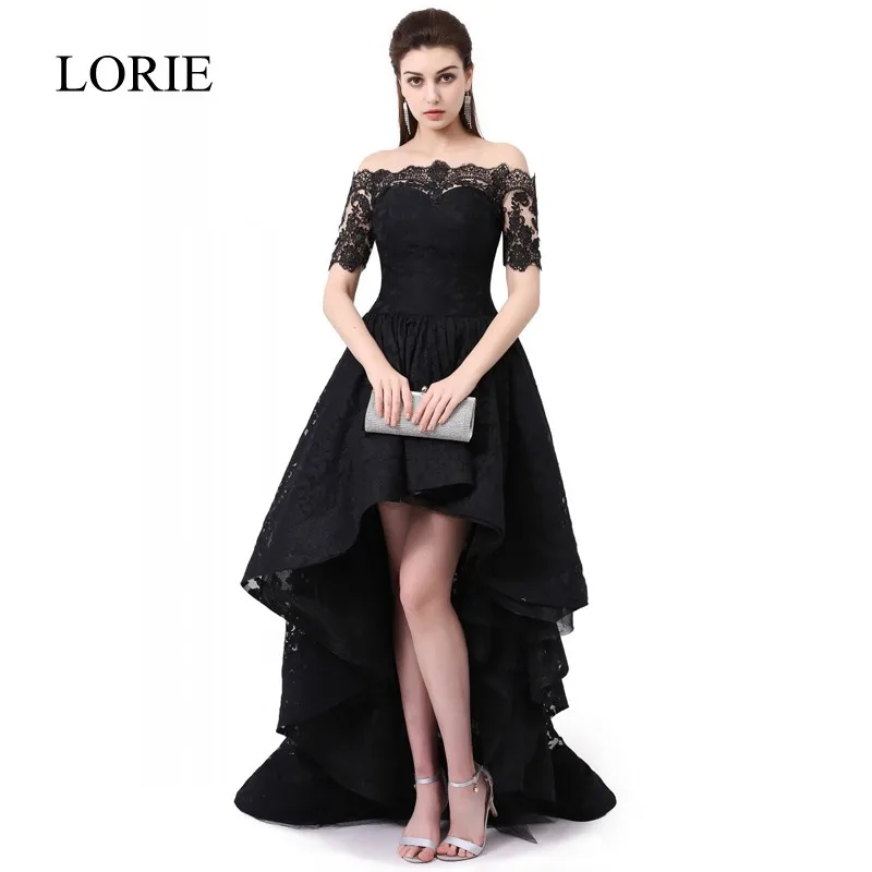 Alto Basso Pizzo Nero Vestito Da Sera 2018 LORIE Scollo A Barca Elegante  Lungo Delle Donne Prom Dress Vestido de noche Formale Del Partito abiti|formal  party gowns|party gownlace evening dresses - AliExpress