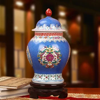 

Jingdezhen Porcelain vase Enamel colour ceramic vase China flower pot vase modern Chinese crafts decorative vase temple jar