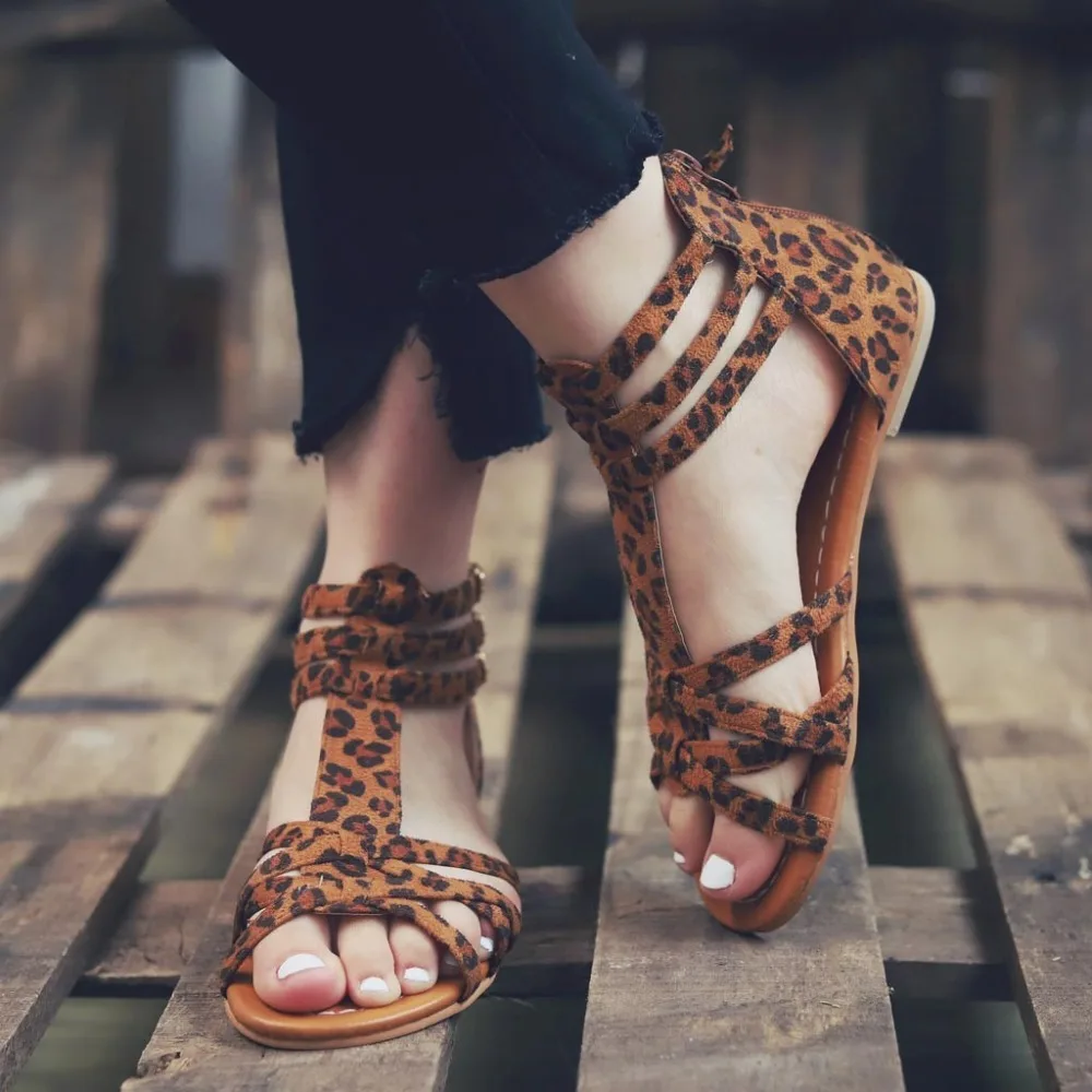 

Summer Women Pumps Thin Plat Open Toe Zipper Suede Wedding Leopard Snake Retro Ladies Sandal Shoes Sapato Feminino zapatos de