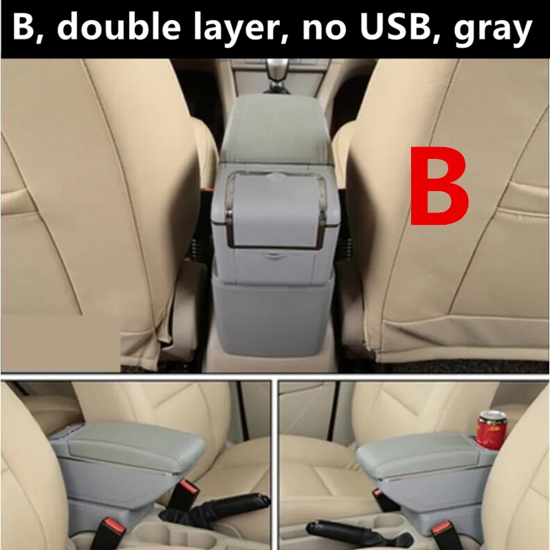 For Mitsubishi Lancer Sportback armrest box central Store content box with cup holder ashtray Generic model - Название цвета: B style gray