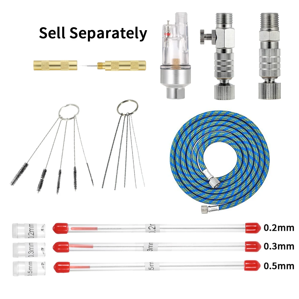 Аэрограф компрессор сопла иглы мини Fliter воздушный шланг Регулировка воздушного потока клапан очистки иглы/щетка инструмент