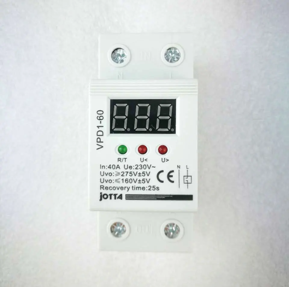 

CE 40A 220V automatic reconnect over voltage and under voltage protection protective device relay with Voltmeter voltage monitor