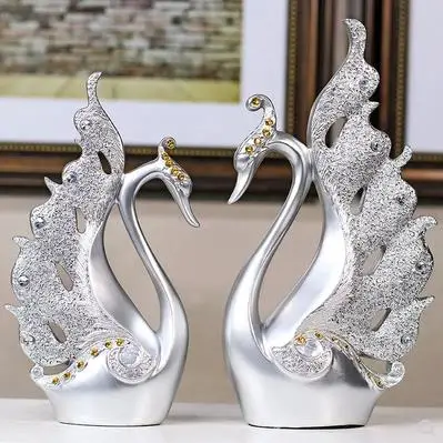 

European luxury Creative resin ornaments in the shape of a swan home decoration crafts TV cabinet office statues accessories wed