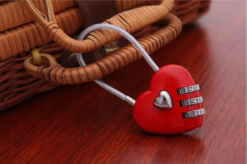 Quevinal 200pcs Lovely Heart Shape Resettable Combination Padlock Metal Luggage Suitcase Bag Diary 3 Digits Lock Cabinet Safe | Дом и сад