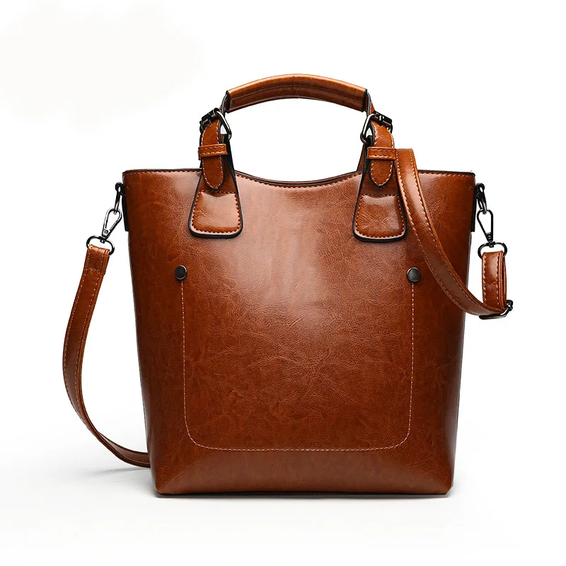 

Women Leather Handbags Women Soft Water Leather Shoulder Bags Handbag High Quality Women Vintage Bucket Messenger Bags