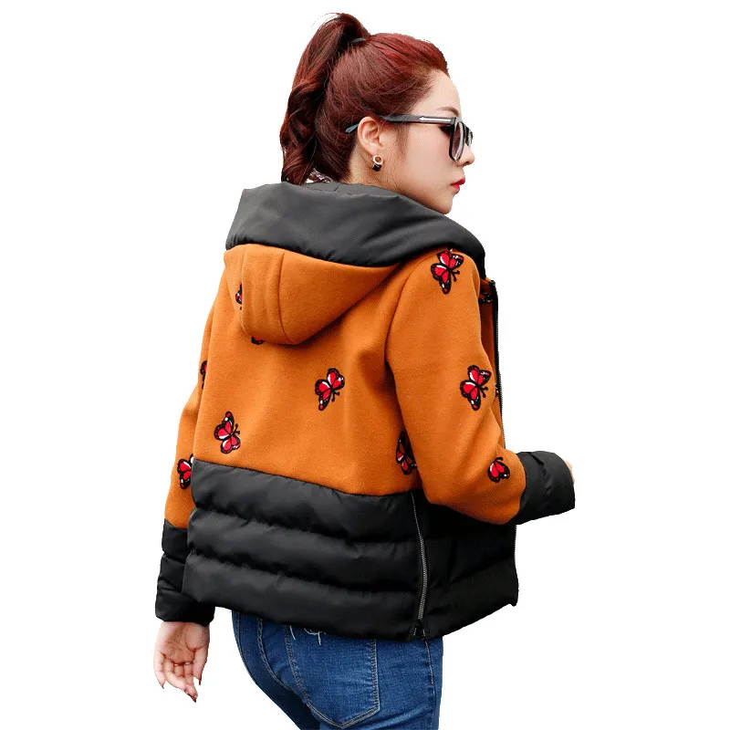 

Women Thin Parka Short Autumn Winter Clothing New Embroidery Stitching Woolen Jackets Hooded Embroidered Warm Coat Outerwear