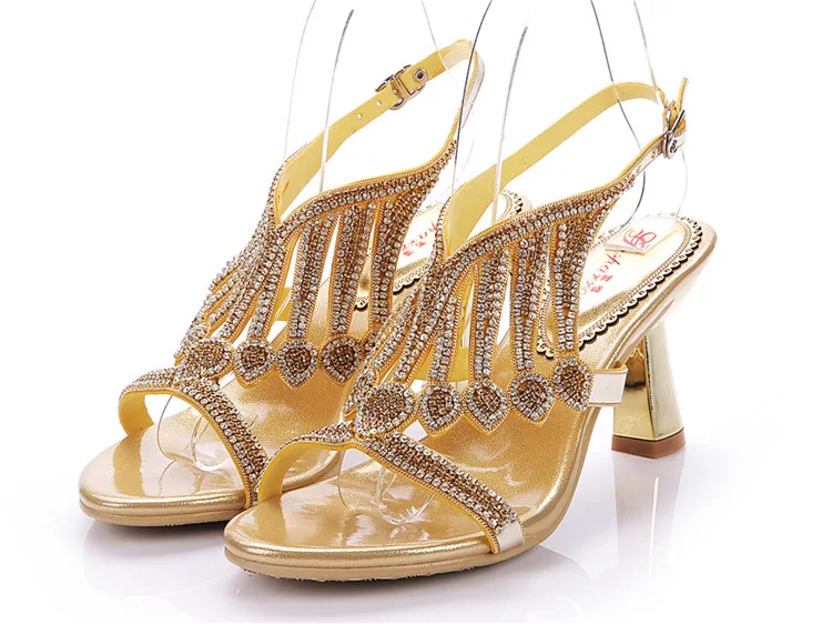 2016 Summer Gold Hot Sale Sexy Elegant Womens Shoes Leatherette Stiletto Heel Thick Heels Sandals Free Shipping Cheap From China12