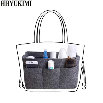 

HHYUKIMI Felt Makeup Bag Organizer Insert Bag For Handbag Women Travel Inner Purse Portable Cosmetic Bags Fit Speedy Neverfull