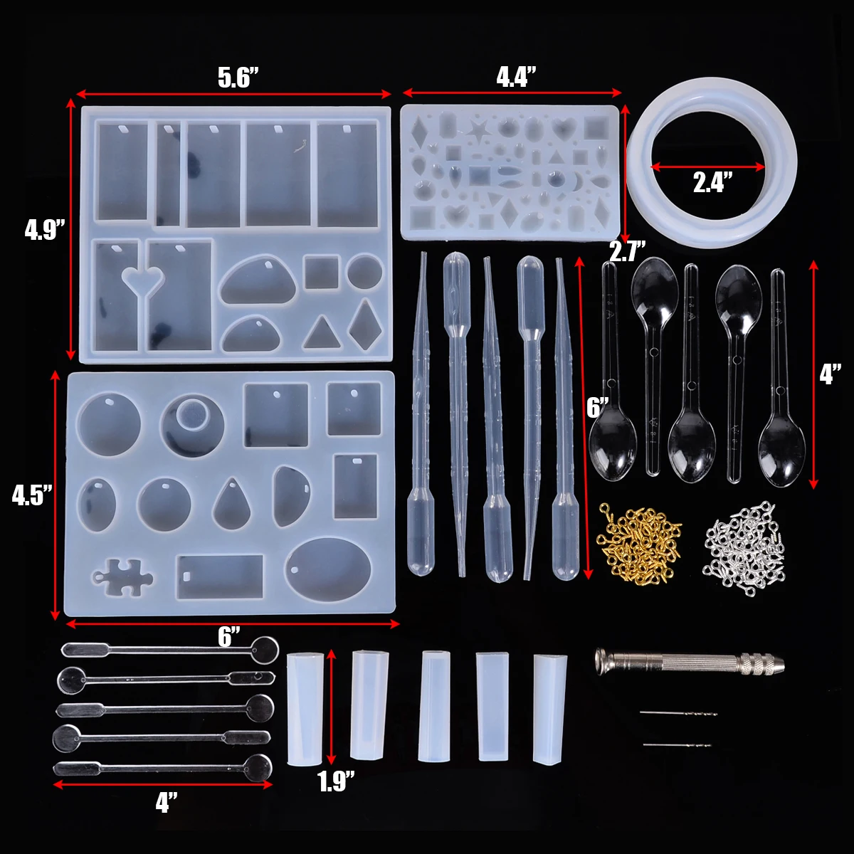 127pcs Epoxy Resin Casting Molds Kits Silicone Mold Making Jewelry Necklace Pendant Ring Handmade Craft DIY