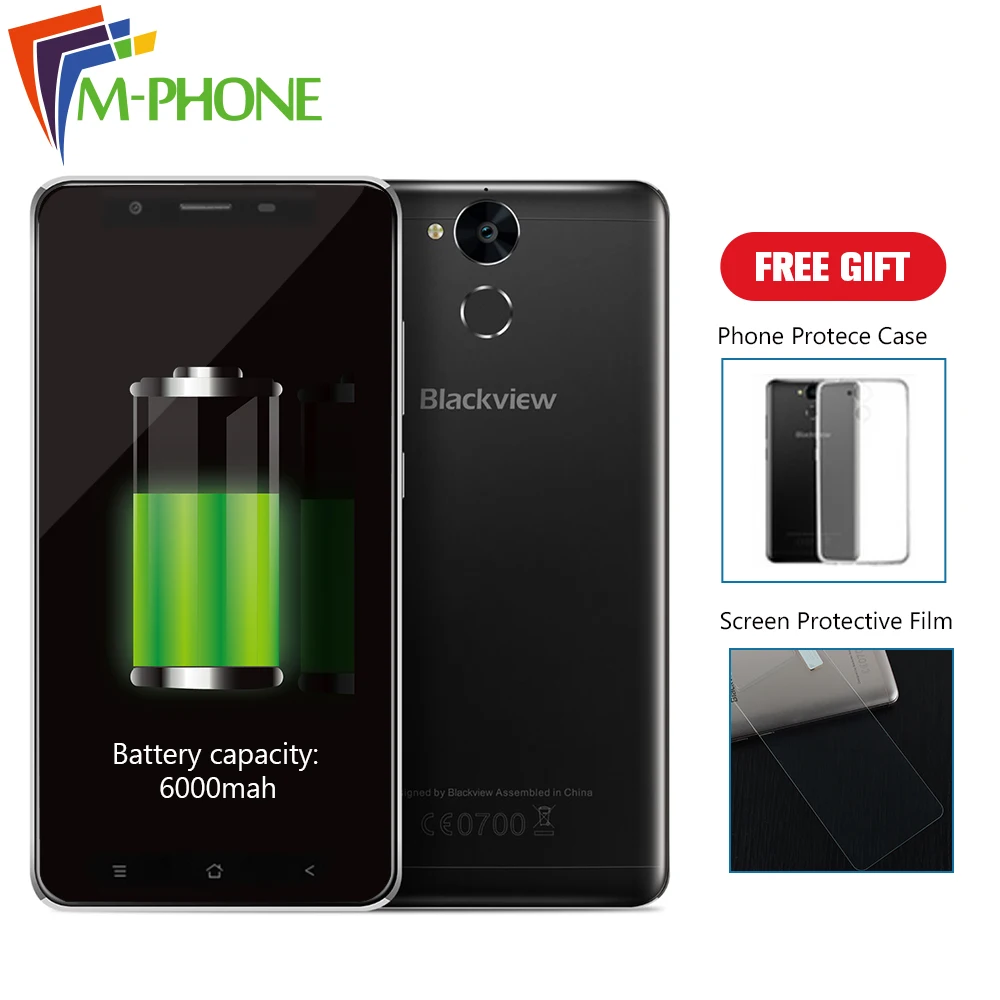 Original Blackview P2 lite 6000mAh Mobile Phone Android 7 0 4G 5 5 FHD MTK6753 Octa