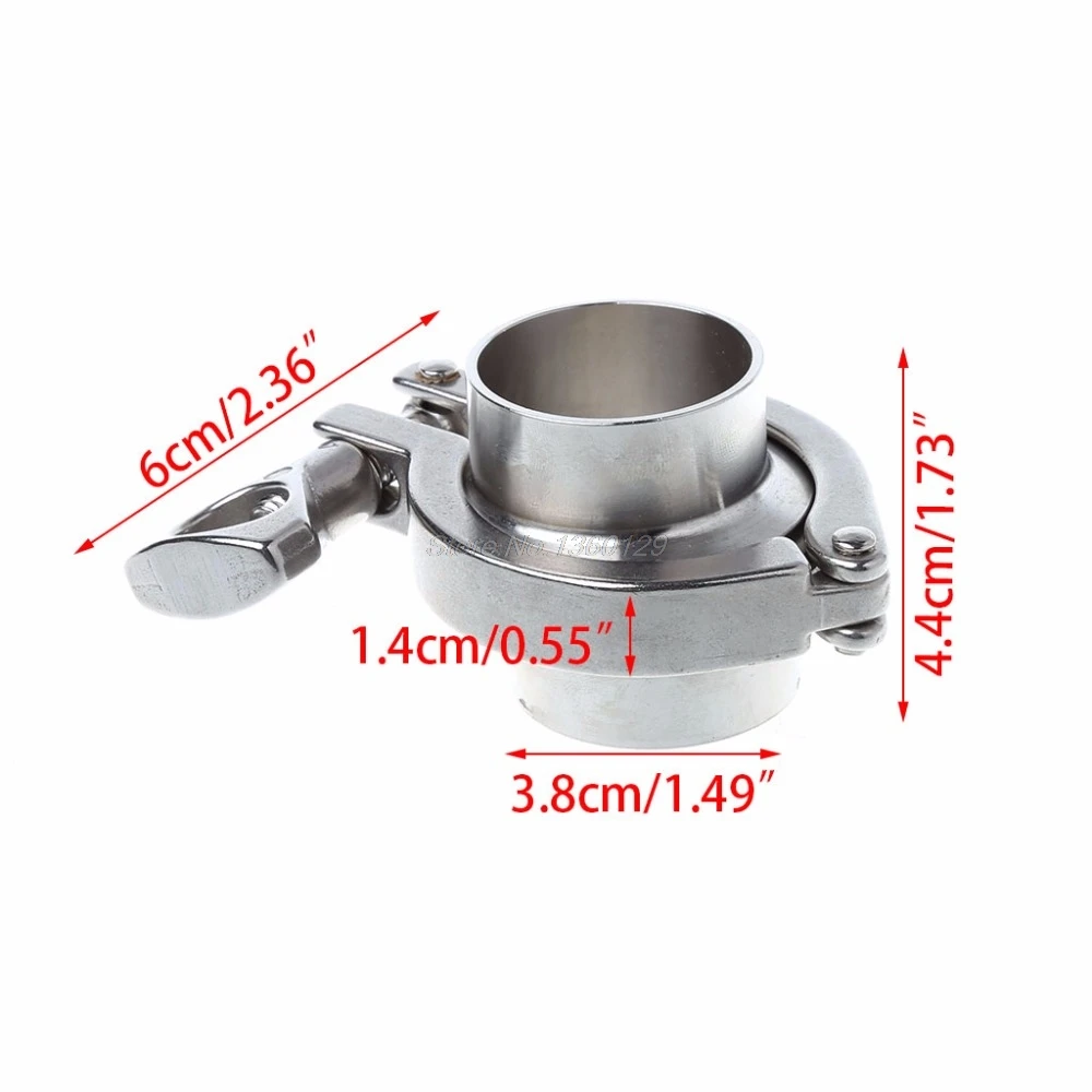 

38mm 1.5" OD SS304 Sanitary Pipe Weld Ferrule + Tri Clamp + PTFE Gasket Set 304 Stainless Steel
