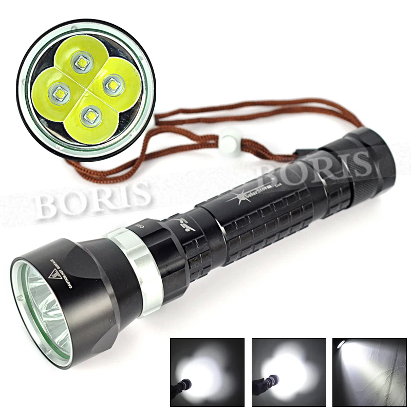 

Boruit Underwater 8000LM Diving Flashlight Torch with 4 XML L2 LED Waterproof Emergency Portable Lantern For Diver