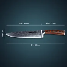 Huiwill роскошный " японский дамасский 67 слоев углеродистой стали кухонный нож шеф-повара/Профессиональный кухонный нож с G10 ручкой