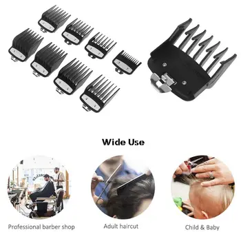 

8PCS/SET Professional Cutting Guide Comb for Wahl Electric Trimmers with Metal Clip 3171-500-1/8in to 1in Set Black Guide Comb