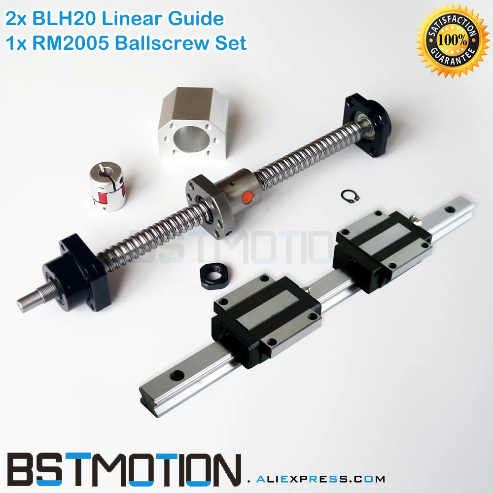 

SFU2005 Ball screw FK15 FF15+ BLH20 20mm Linear Guide Carriage 300mm 400mm 500mm 600mm 700mm 800mm 900mm 1000mm 1500mm#HGW20CC