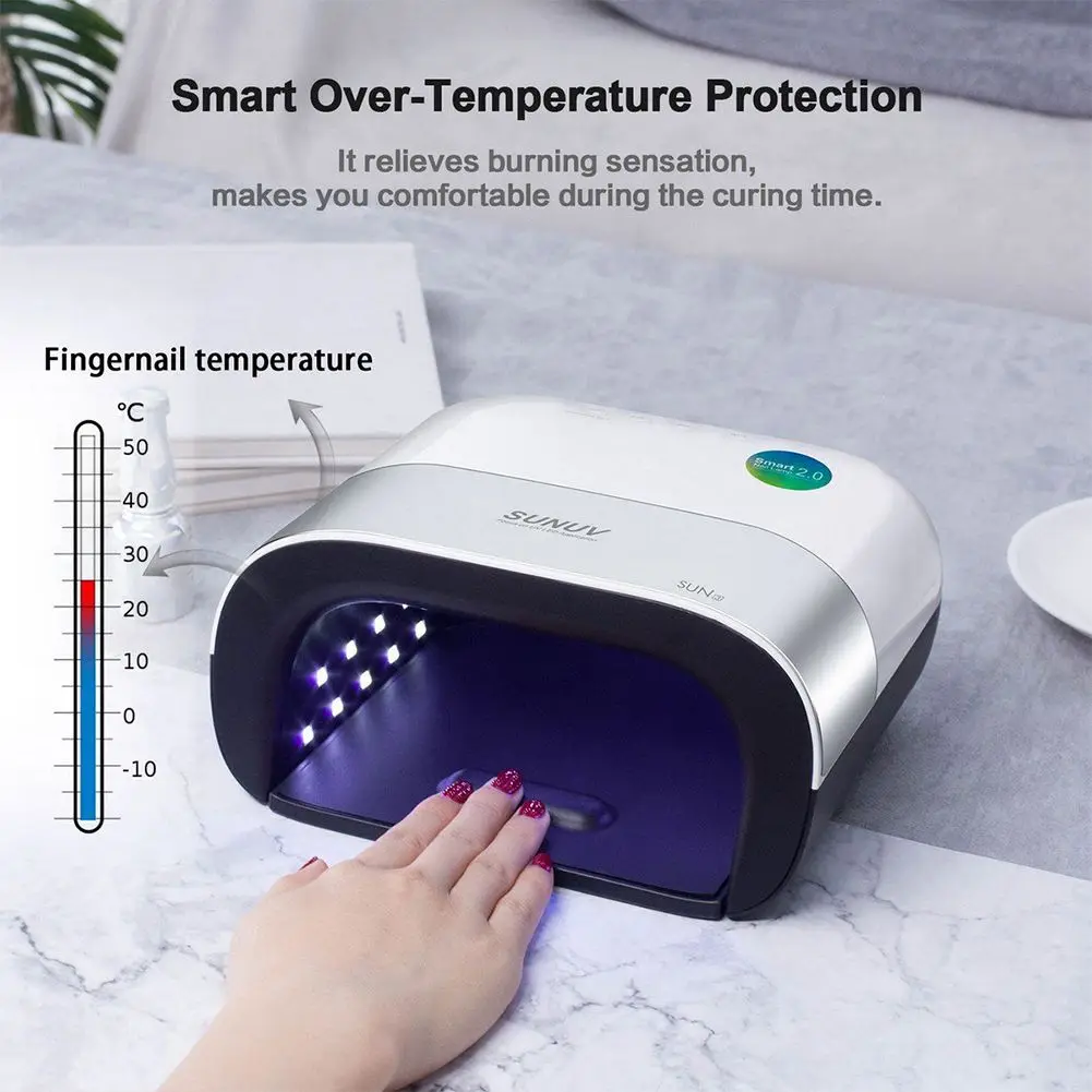 

SUNUV SUN3 Smart 2.0 Nail Dryer 48W UV LED Nail Lamp with Smart Timer Memory Invisible Digital Timer Display Nail Drying Machine