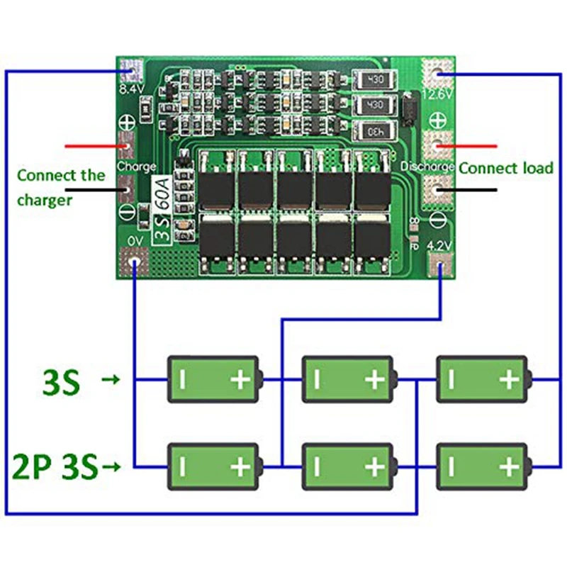 3S 60A Bms плата литий-ионная 18650 Защитная плата для батареи с балансом для бурового двигателя 11,1 В 12,6 в 18650 Lipo ячеечный модуль